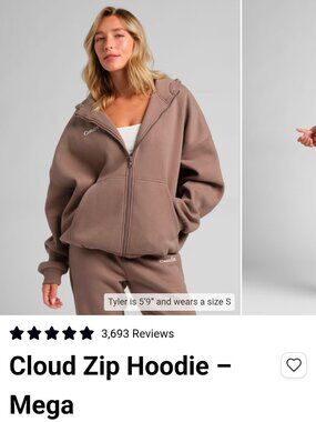 Comfrt Cloud Zip Hoodie size medium colour caramel, men's and women's